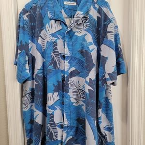Tommy Bahama Tropical Camp Shirt Blue Gray XXXL Island Zone.
